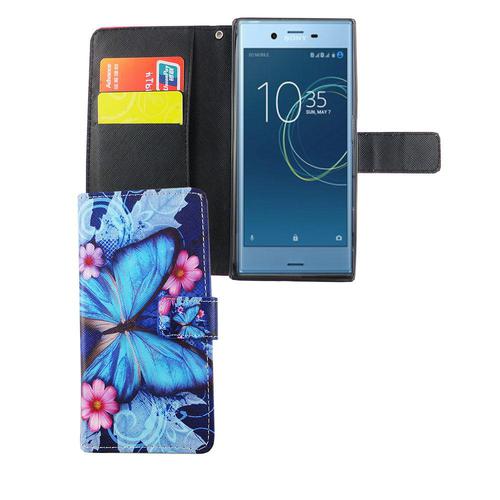 Handyh�lle Tasche f�r Handy Sony Xperia XZs Blauer Schmetterling