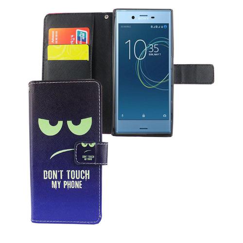 Handyh�lle Tasche f�r Handy Sony Xperia XZs Dont Touch My Phone Blau / Gr�n