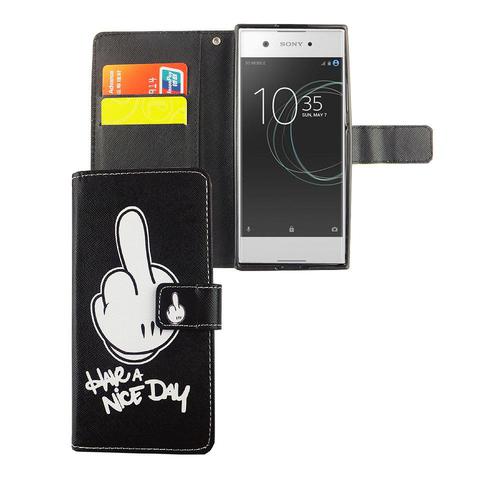  Handyh�lle Tasche f�r Case Handy Sony Xperia XA1 Have A Nice Day Schwarz