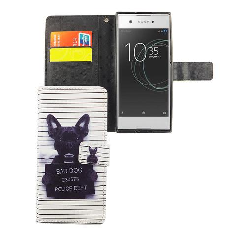 Handyh�lle Tasche f�r Handy Sony Xperia XA1 B�ser Hund Wei�