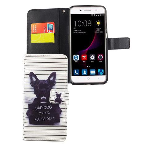 Handyh�lle Tasche f�r Handy ZTE Blade A2 Plus B�ser Hund Wei�