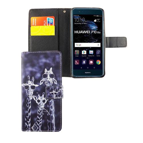 Handyh�lle Tasche f�r Handy Huawei P10 Lite 3 Giraffen