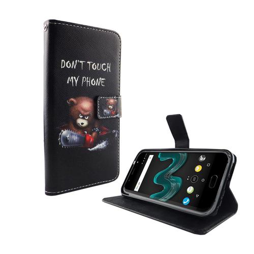 Handyh�lle Tasche f�r Handy Wiko Wim Schriftzug B�r mit Kettens�ge