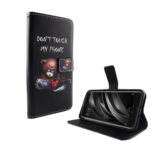 Handyh�lle Tasche f�r Handy Xiaomi Mi 6 Schriftzug B�r mit Kettens�ge