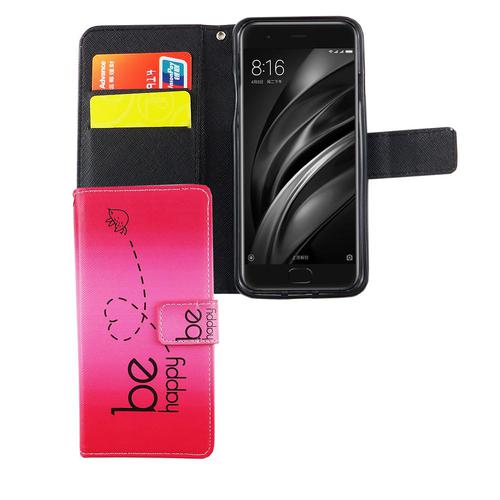 Handyh�lle Tasche f�r Handy Xiaomi Mi 6 Be Happy Pink