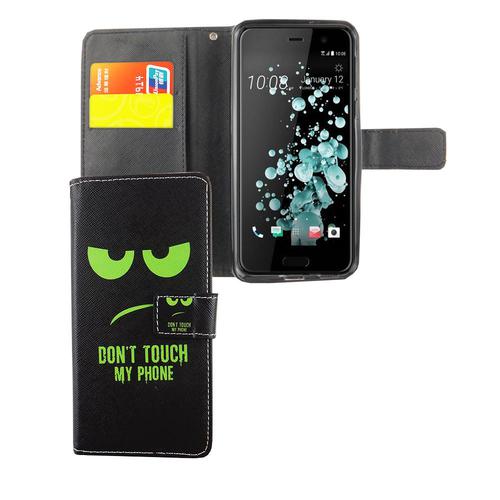 Handyh�lle Tasche f�r Handy HTC U Play Dont Touch My Phone Gr�n
