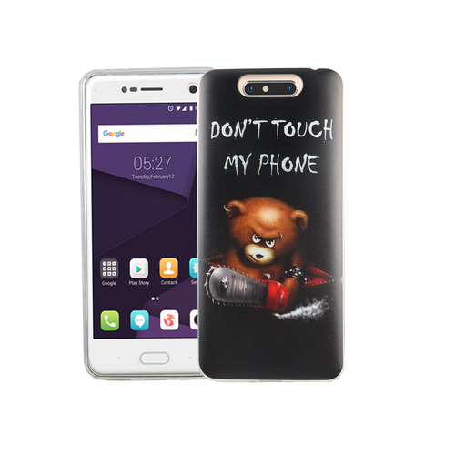 Handy H�lle f�r ZTE Blade V8 Cover Case Schutz Tasche Motiv Slim Silikon TPU Schriftzug B�r mit Kettens�ge