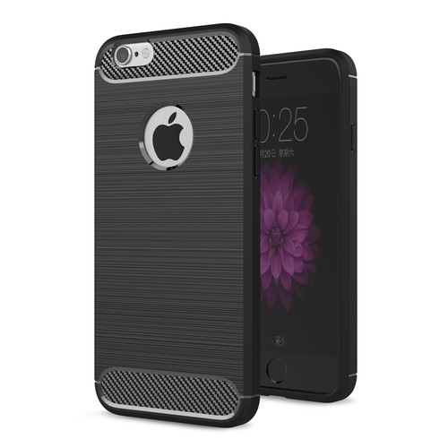Apple iPhone 6 / 6s Cover TPU Case Silikon Schutz-H�lle Handy Bumper Carbon Optik Schwarz