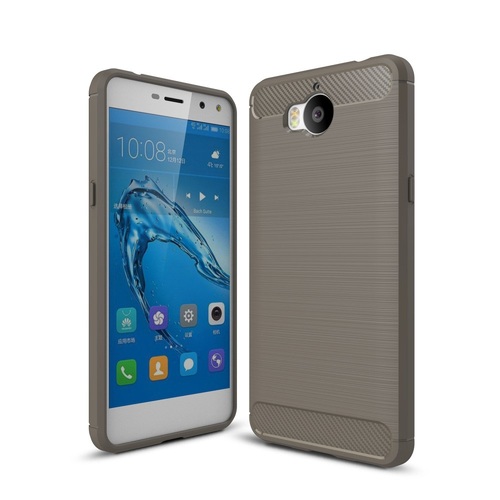 Huawei Y5 2017 TPU Case Carbon Fiber Optik Brushed Schutz H�lle Grau