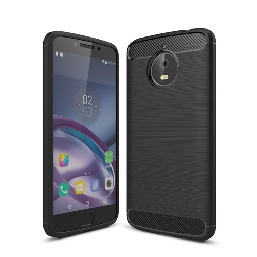 Motorola Moto E4 Plus TPU Case Carbon Fiber Optik Brushed Schutz H�lle Schwarz