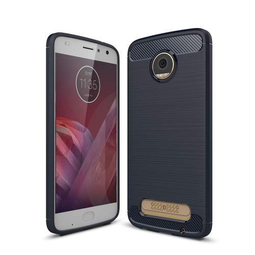 Motorola Moto Z2 Play TPU Case Carbon Fiber Optik Brushed Schutz H�lle Blau