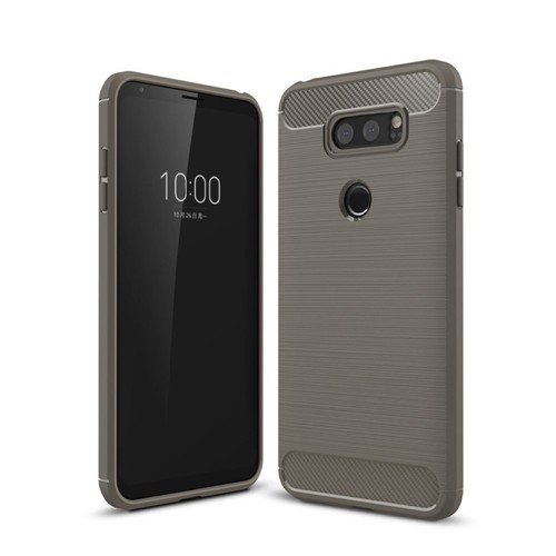 LG Q8 TPU Case Carbon Fiber Optik Brushed Schutz H�lle Grau