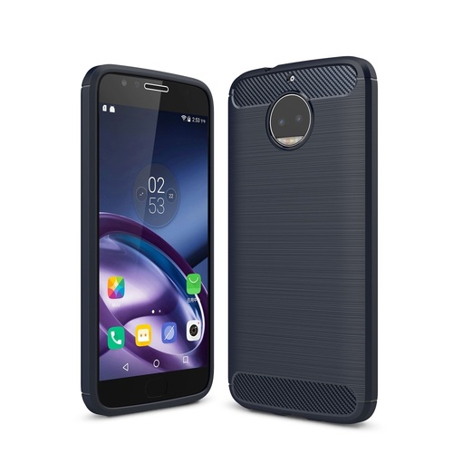 Motorola Moto G5S Plus TPU Case Carbon Fiber Optik Brushed Schutz H�lle Blau