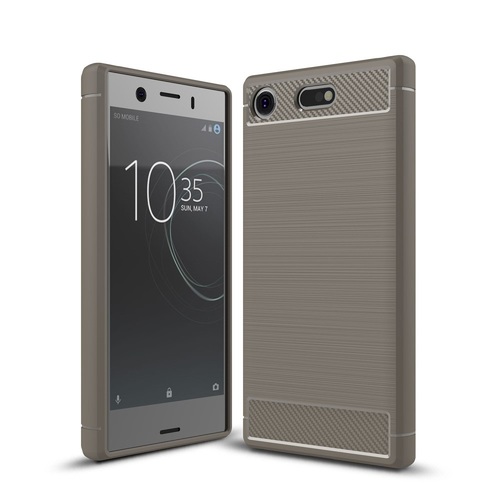 Sony Xperia XZ1 Mini TPU Case Carbon Fiber Optik Brushed Schutz H�lle Grau