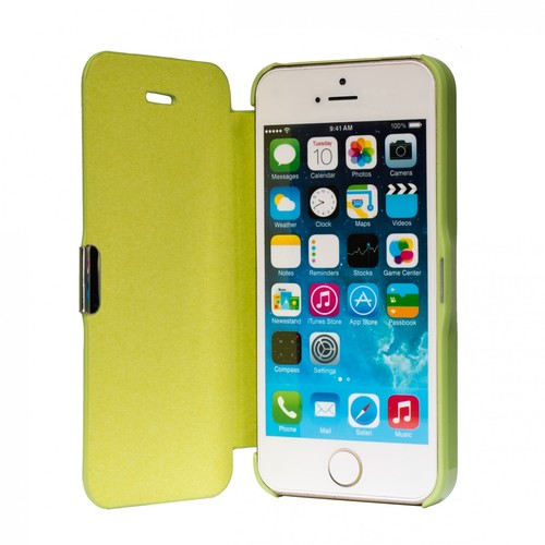 Flip Cover Schutzh�lle Case Handyh�lle Bookstyle f�r Apple iPhone 5 / 5s / SE Gr�n