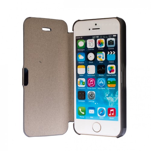 Flip Cover Schutzh�lle Case Handyh�lle Bookstyle f�r Apple iPhone 5 / 5s / SE Grau