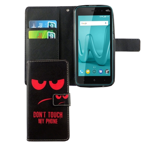 Handyh�lle Tasche f�r Wiko Lenny 4 Dont Touch My Phone Rot