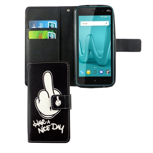 Handyh�lle Tasche f�r Wiko Lenny 4 Mittelfinger