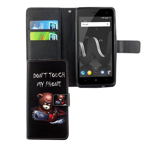 Handyh�lle Tasche f�r Wiko Jerry 2 Schriftzug B�r mit Kettens�ge