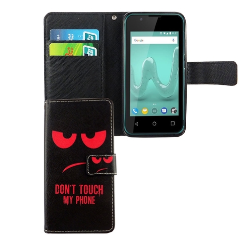Handyh�lle Tasche f�r Wiko Sunny 2 Dont Touch My Phone Rot