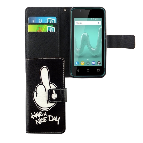 Handyh�lle Tasche f�r Wiko Sunny 2 Mittelfinger