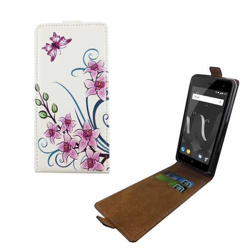 Handyh�lle Tasche Flip f�r Wiko Jerry 2 Lotusblume