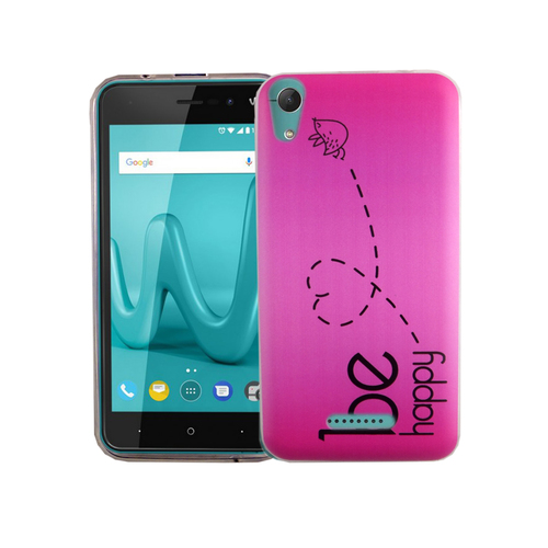 Handy H�lle f�r Wiko Lenny 4 Be Happy Pink Smartphone Cover Bumper Schale Etuis