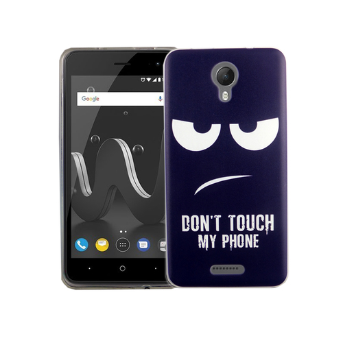 Handy H�lle f�r Wiko Jerry 2 Dont Touch My Phone Blau Smartphone Cover Bumper Schale Etuis