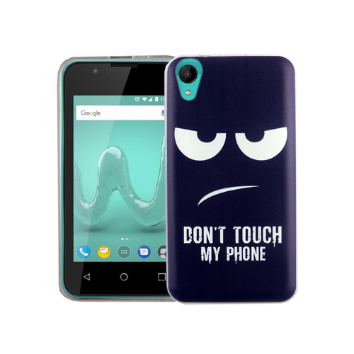 Handy H�lle f�r Wiko Sunny 2 Dont Touch My Phone Blau Smartphone Cover Bumper Schale Etuis