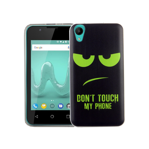 Handy H�lle f�r Wiko Sunny 2 Dont Touch My Phone Gr�n Smartphone Cover Bumper Schale Etuis