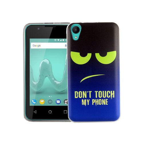 Handy H�lle f�r Wiko Sunny 2 Dont Touch My Phone Blau / Gr�n Smartphone Cover Bumper Schale Etuis
