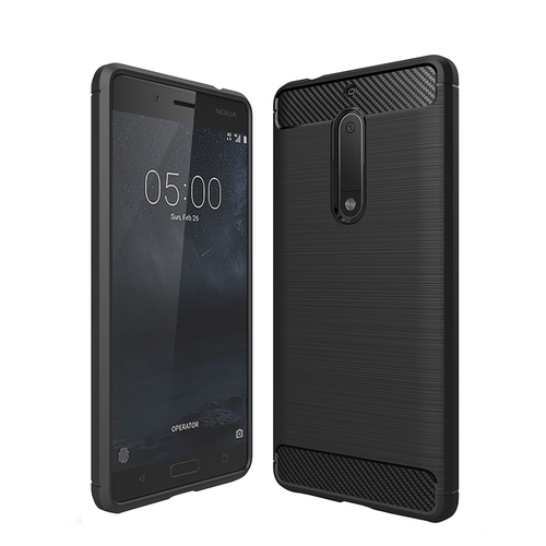 Nokia 5 TPU Case Carbon Fiber Optik Brushed Schutz H�lle Schwarz