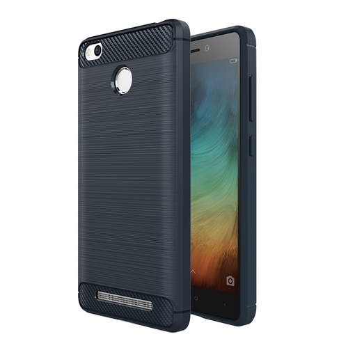 Xiaomi Redmi 3s TPU Case Carbon Fiber Optik Brushed Schutz H�lle Blau