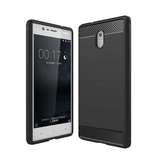 Nokia 3 TPU Case Carbon Fiber Optik Brushed Schutz H�lle Schwarz