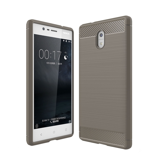 Nokia 3 TPU Case Carbon Fiber Optik Brushed Schutz H�lle Grau