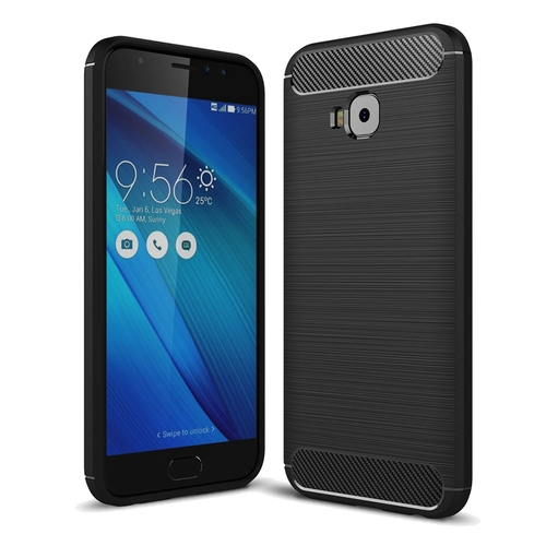 Asus Zenfone 4 Selfie ZD553KL TPU Case Carbon Fiber Optik Brushed Schutz H�lle Schwarz