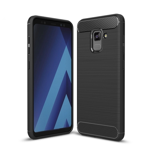 Samsung Galaxy A8 Plus 2018 TPU Case Carbon Fiber Optik Brushed Schutz H�lle Schwarz