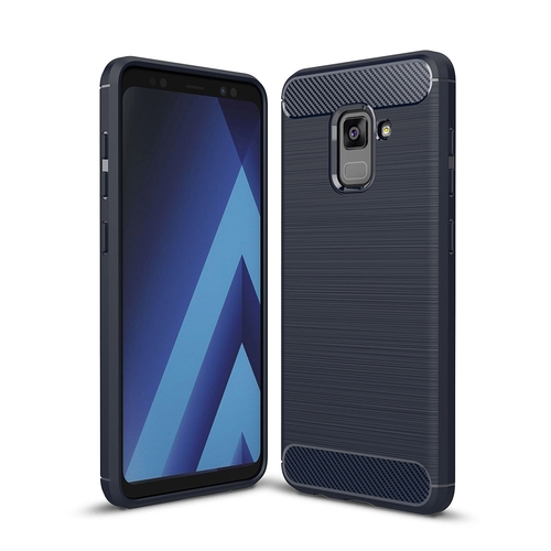 Samsung Galaxy A8 Plus 2018 TPU Case Carbon Fiber Optik Brushed Schutz H�lle Blau