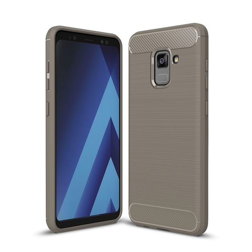 Samsung Galaxy A8 Plus 2018 TPU Case Carbon Fiber Optik Brushed Schutz H�lle Grau
