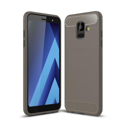Samsung Galaxy A6 2018 H�lle Silikon Grau Carbon Optik Case TPU Handyh�lle Bumper 211771