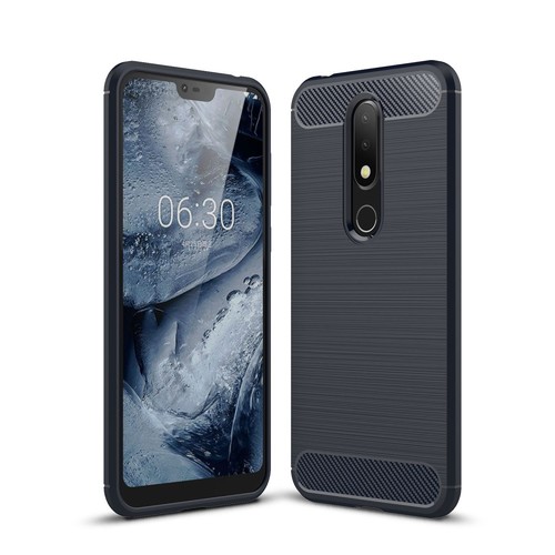 Nokia X6 H�lle Silikon Blau Carbon Optik Case TPU Handyh�lle Bumper 211785