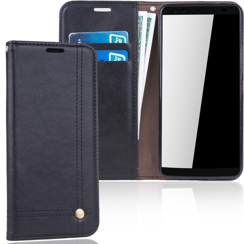 Handy H�lle Schutz Tasche f�r HTC U12 Cover Wallet Etui Schwarz