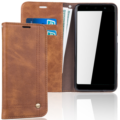Handy H�lle Schutz Tasche f�r Wiko Lenny 5 Cover Wallet Etui Braun