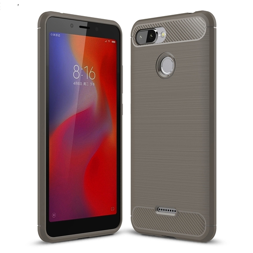 Xiaomi Redmi 6 H�lle Silikon Grau Carbon Optik Case TPU Handyh�lle Bumper