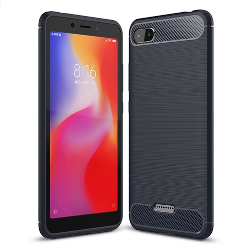 Xiaomi Redmi 6A H�lle Silikon Blau Carbon Optik Case TPU Handyh�lle Bumper