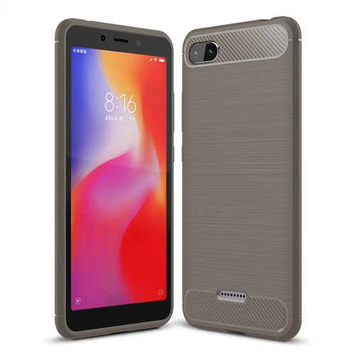 Xiaomi Redmi 6A H�lle Silikon Grau Carbon Optik Case TPU Handyh�lle Bumper