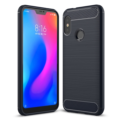 Xiaomi Redmi 6 Pro H�lle Silikon Blau Carbon Optik Case TPU Handyh�lle Bumper
