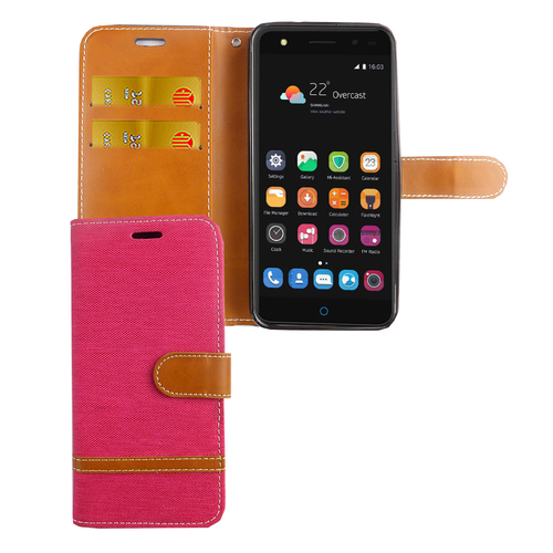 Tasche f�r ZTE Blade V7 Lite Jeans Cover Handy Schutz H�lle Case Pink