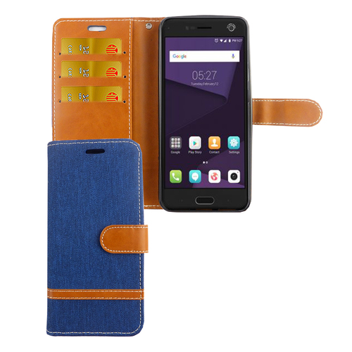 Tasche f�r ZTE Blade V8 Jeans Cover Handy Schutz H�lle Case Blau