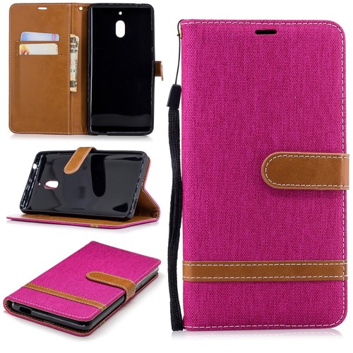 Tasche f�r Nokia 2.1 Jeans Cover Handy Schutz H�lle Case Pink